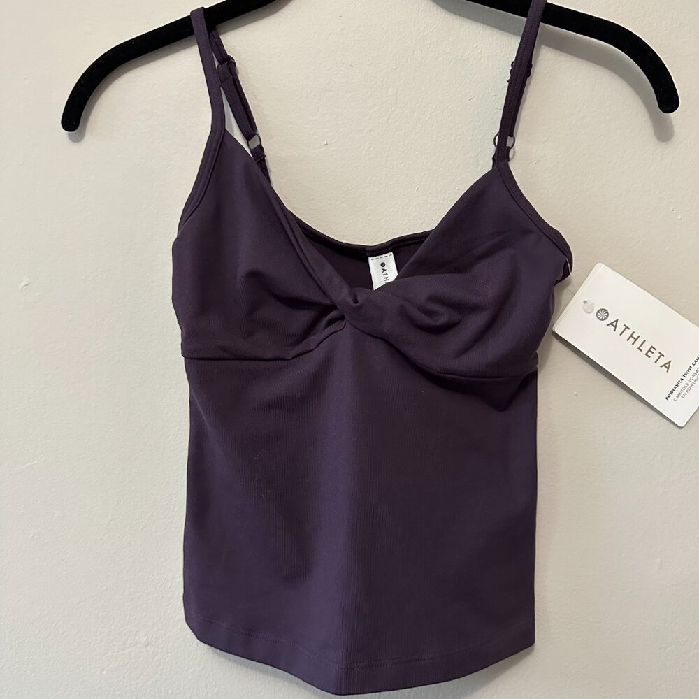 Athleta Twist Front Tank Top in Deep Crocus Violet – Built-In Bra Yoga Crop NWT